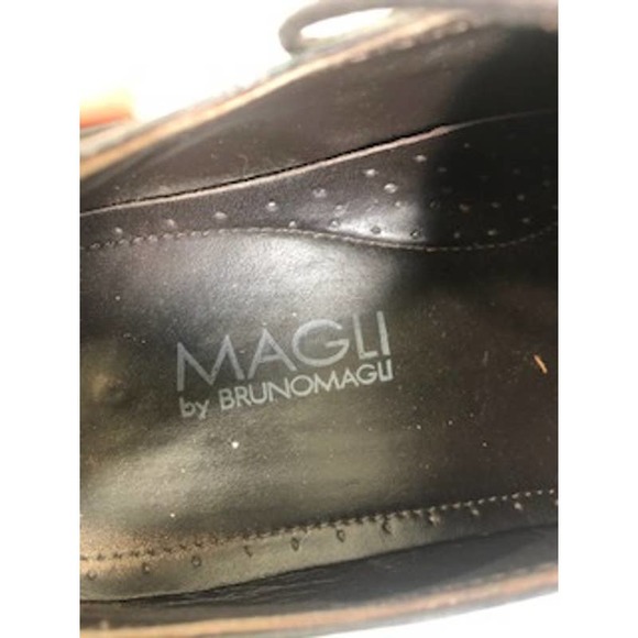 Bruno Magli Leather Moc Toe Ventura Lace Up Derby Dress Shoes Black Mens US 8